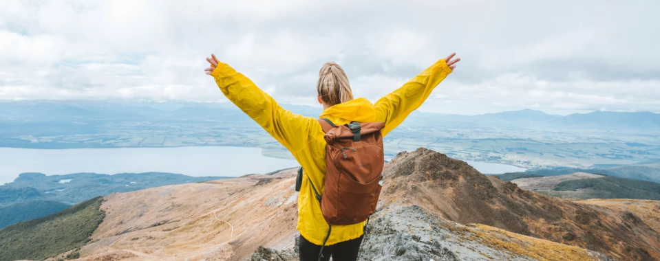Woman on mountain top